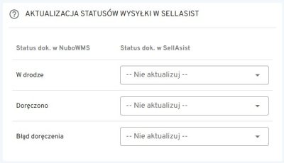 Aktualizacja statusów wysyłki