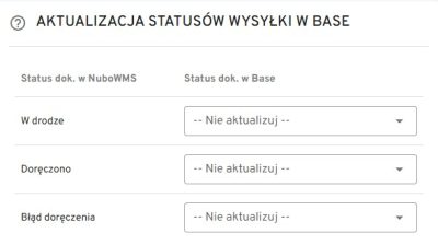 aktualizacja statusówwysylki