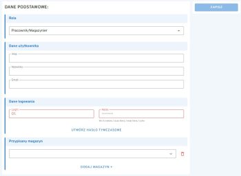 Formularz nowego użytkownika