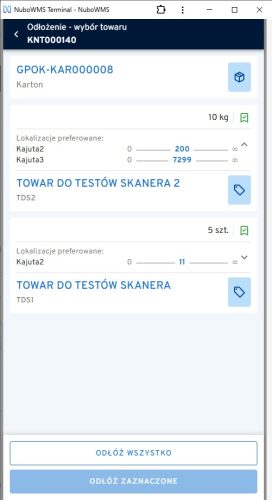 odlozenie wybor towar