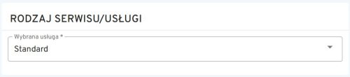 rodzaj usługi