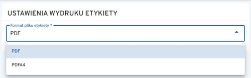 ustawienia wydruku etykiety